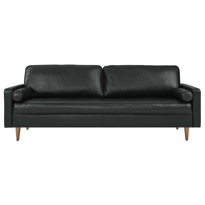 Modway Valour 88" Leather Sofa, Black Faux Leather
