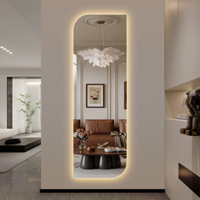Miroir à DEL 65 po x 21 po avec éclairage à intensité variable 3 couleurs, cuivre de 5 mm - verre argenté, bris, pour un usage domestique et professionnel, miroir mural pleine longueur, vestiaire