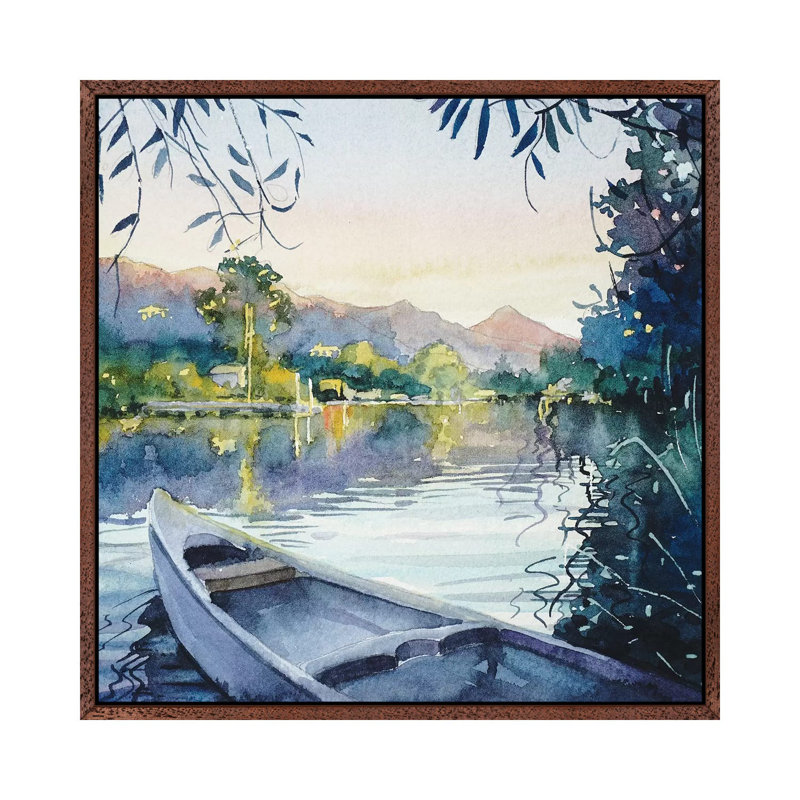 Dusk From The Dock - Malibou Lake by Luisa Millicent - Painting on Canvas, 66.04cm H x 66.04cm W x 3.81cm D