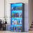 Display Cabinet With Glass Doors, 66" Lighted Display Case With 3 Color Lights, 4-tier Bookcase With Human Body Sensor-1638323968