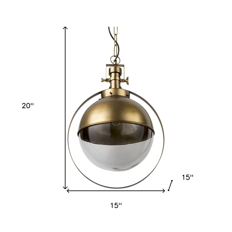 Luminaire suspendu sphère 1 lumière Mcgouver, Or antique
