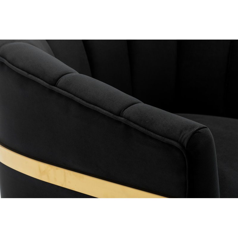 Karina Velvet Barrel Chair, Black Velvet