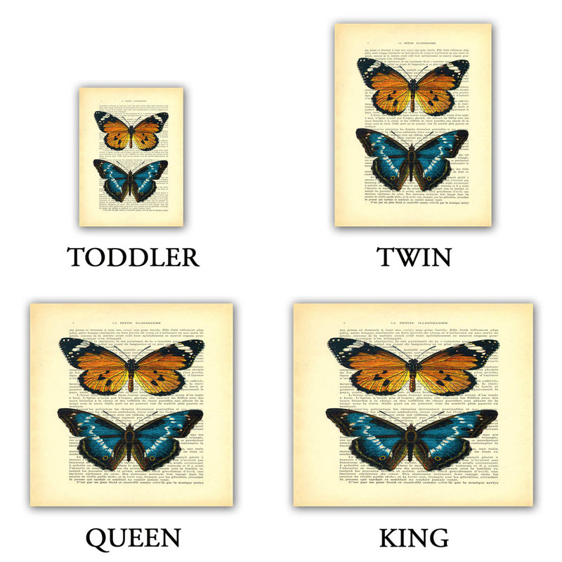 Ensemble de housse de couette monarch papillons, 1 housse simple + 1 taie standard
