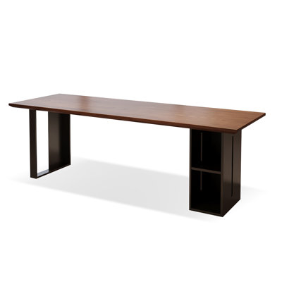 Bureau noyer + bois massif rectangulaire noir + fer