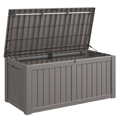 120 Gallon Large Resin Deck Box With Waterproof And Lockable Lid For Outdoor by KAMABOKO