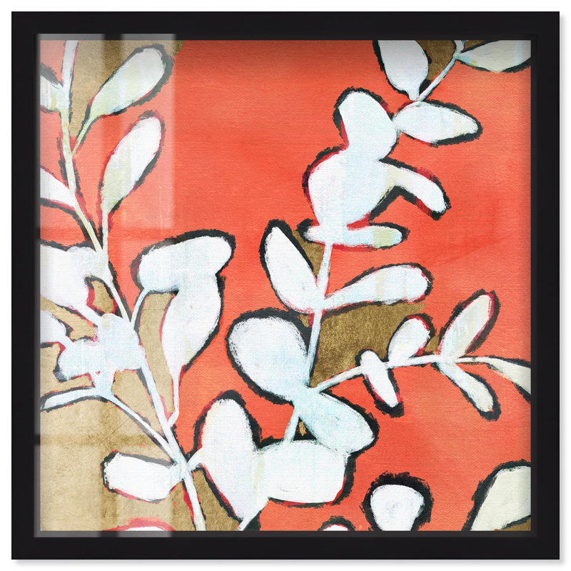 «Ficus Peach Shade Leaves» par Art Remedy, 21" H x 21" W, Noir