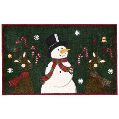 Tapis de coin vert bonhomme de neige