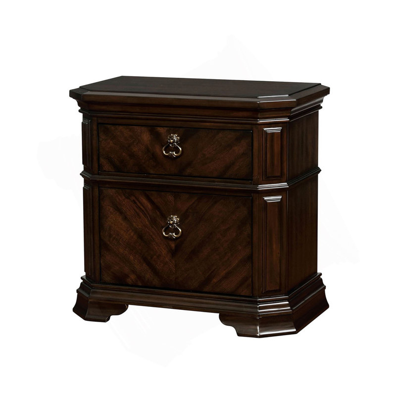 Table de chevet en bois avec chargeur USB au fini espresso