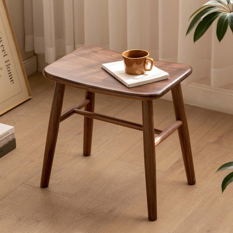 Solid Walnut Makeup Stool, Walnut