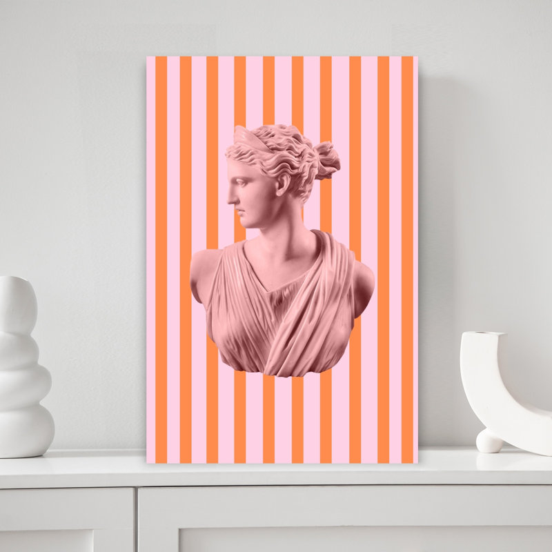 Artemispinkorangestripes Format 2x3 Impression d'art mural d'architecture contemporaine abstraite, H 18 po x l 12 po