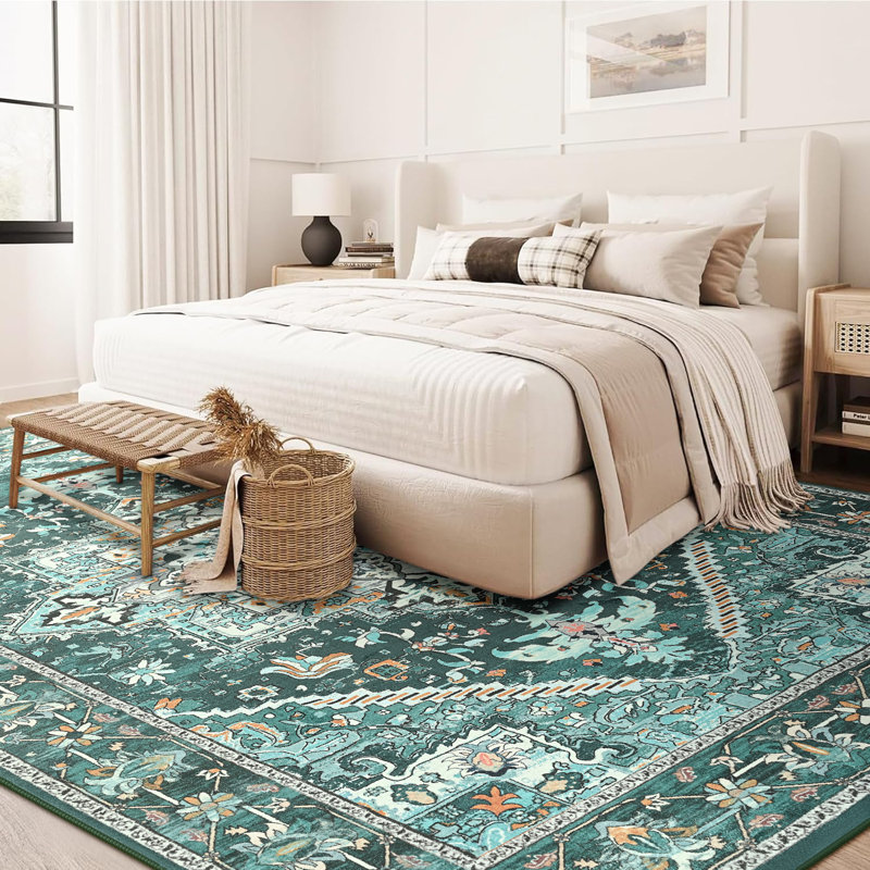 Fillender Washable Soft Vintage Rug Fashion Floral Rug For Living Room Dorm Decor, Rectangle 6' x 9'