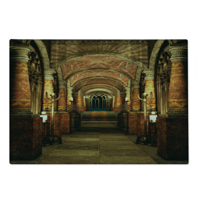 Ambesonne Gothic Cutting Board Large Size Secret Passage Medieval Brown and Red