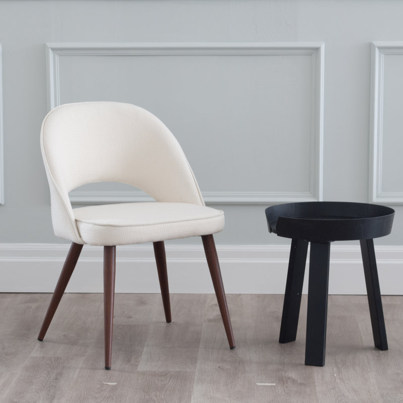 Chaise d'appoint en tissu Albeiro, Noyer, Blanc cassé