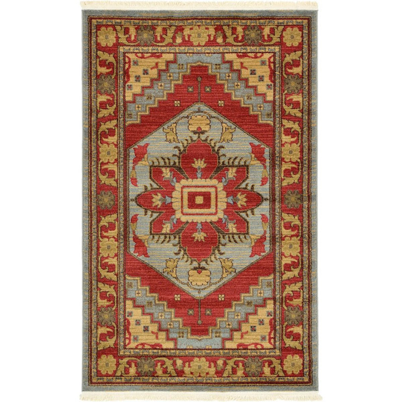 Tapis crème / rouge / gris Lauri Southwestern, Rectangle 3 pi 3 po x 5 pi 3 po