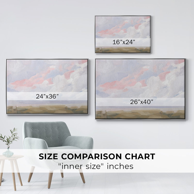 " Sandbridge Beach I ", 27" H x 41" W x 2" D, Silver Framed Canvas