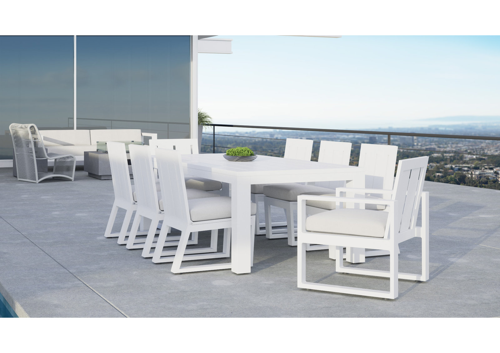 Camela 90" Sunbrella® Patio Dining Set, Canvas Natural Sunbrella®