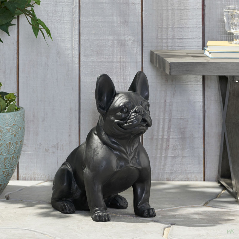 Statue de jardin d'extérieur pour chien, noir mat, sans assemblage requis