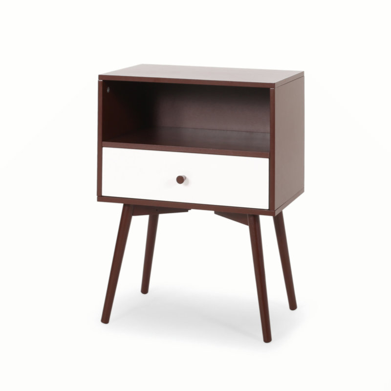 Mcginn End Table with Storage, Brown/White