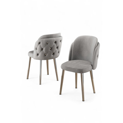 Ensemble de chaises modernes 6 pièces, gris et chrome | Structure 100% métal, envers en contreplaqué, tissu Babyface | Dimensions: 17,7 po x 32,3 po x 18,1 po | 22 po avec dossier en mousse et 28 sièges en mousse | Parfait pour les hôtels et les espaces contemporains