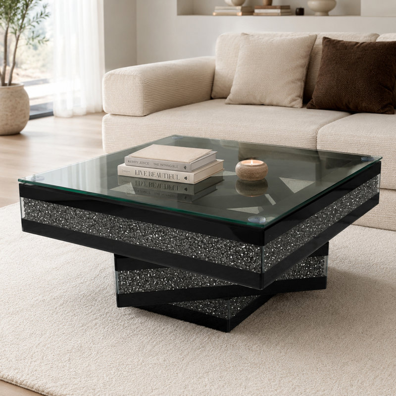 Table basse à motif de diamants broyés