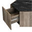 Table basse hexagonale rustique rétro en bois, avec 2 tiroirs cachés, plateaux noirs texturés, finition chêne brun clair - pour le salon et la réception-720283549