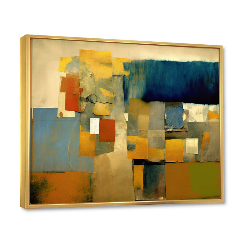 Lever de soleil sur la ville rétro cubiste Colourfields I - paysage abstrait, H 34 po x l 44 po x P 1,5 po