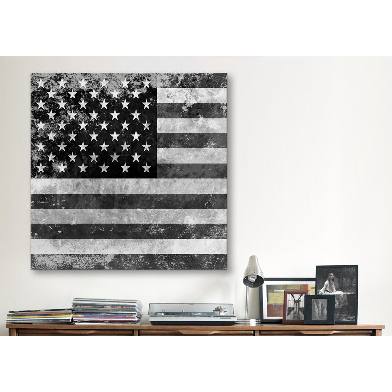 « flags u.s.a.-grunge », impression sur toile tendue, H 18 po x l 18 po x P 1,5 po