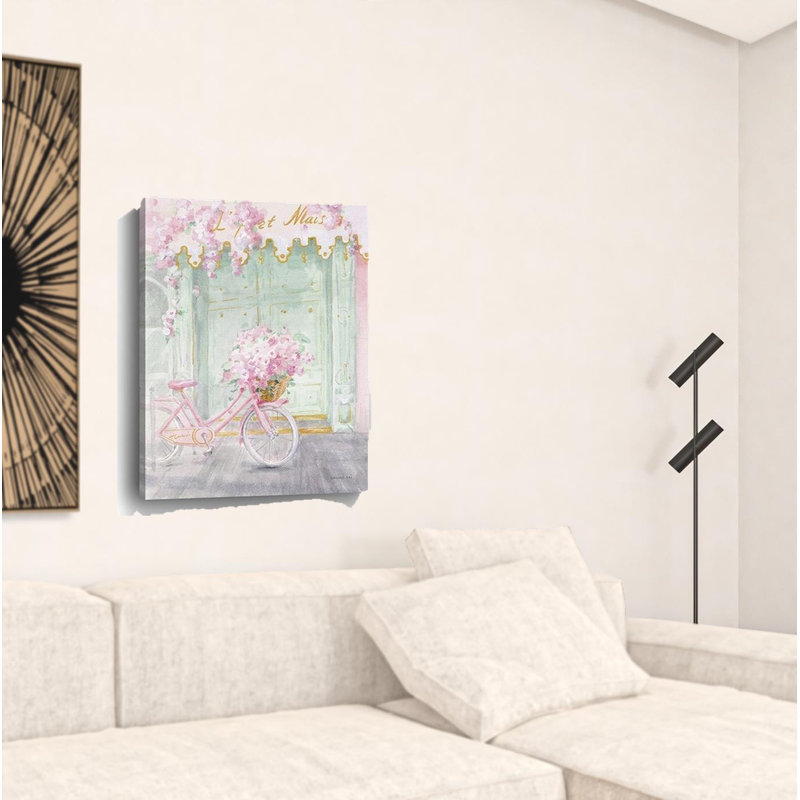 Joli art mural rose pastel Paris