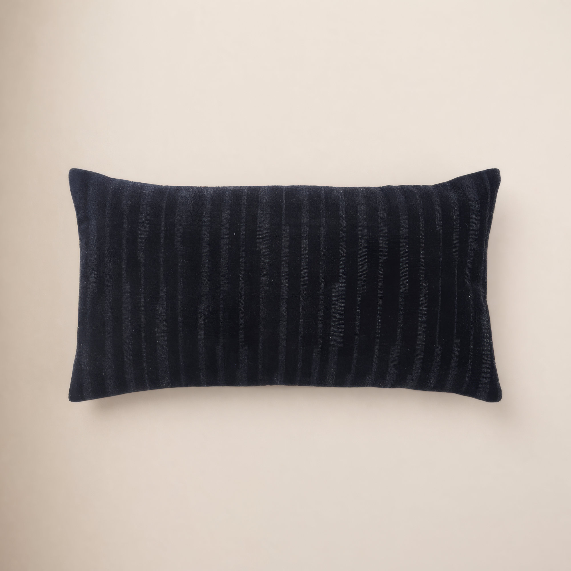 Zorina Embroidered Cotton Lumbar Throw Pillow, Black