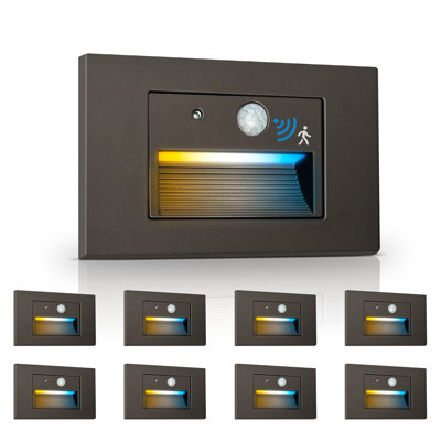 Éclairage de marches à DEL avec capteur de mouvement 8PK 3CCT |  Éclairage d'escalier intérieur / extérieur | 90 IRC, arrêt automatique pour les marches, les greniers et les terrasses | Écoénergétique, installation facile