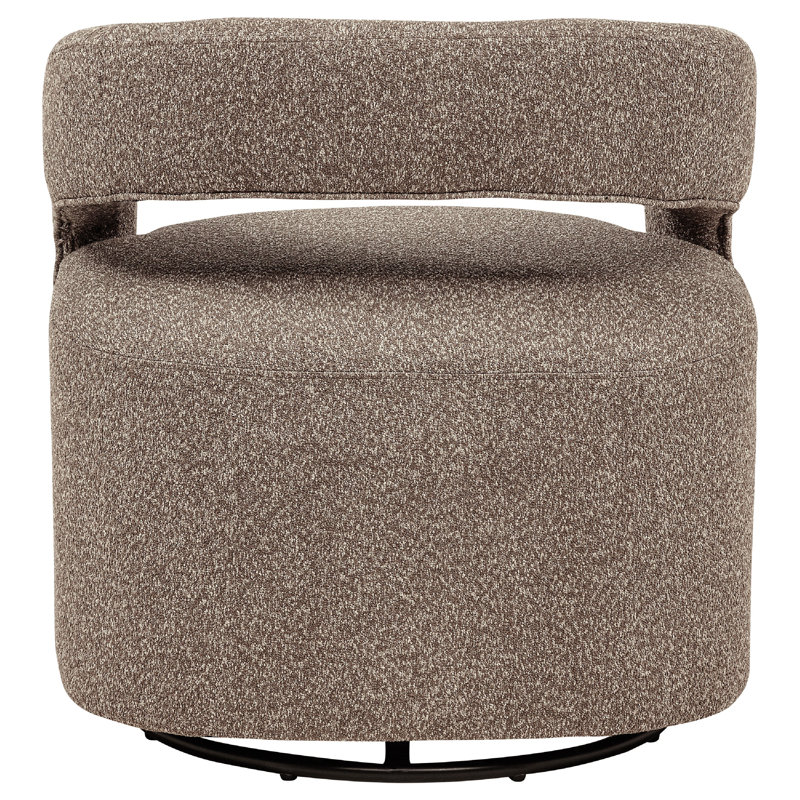 Chaise d'appoint pivotante Hill, dossier demi-tonneau, rembourrage en mousse Rocky Road Brown Boucle, Rocky Road Brown