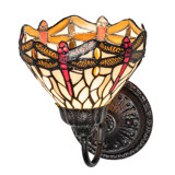 7" Wide Tiffany Hanginghead Dragonfly Wall Sconce
