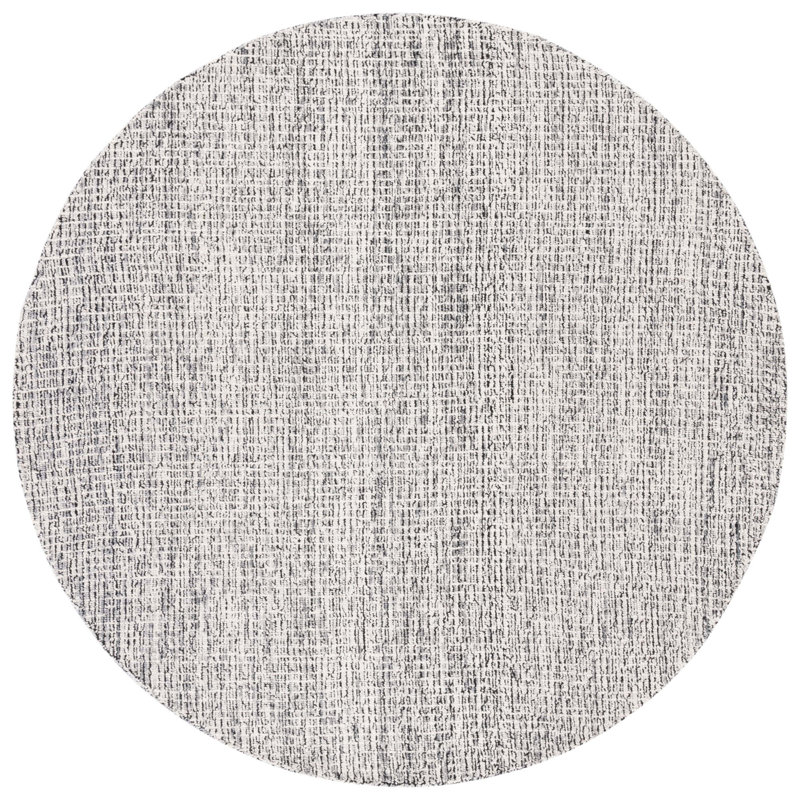 Narciza Abstract Hand Tufted Wool/Cotton Rug in Black/Gray, Round 6'