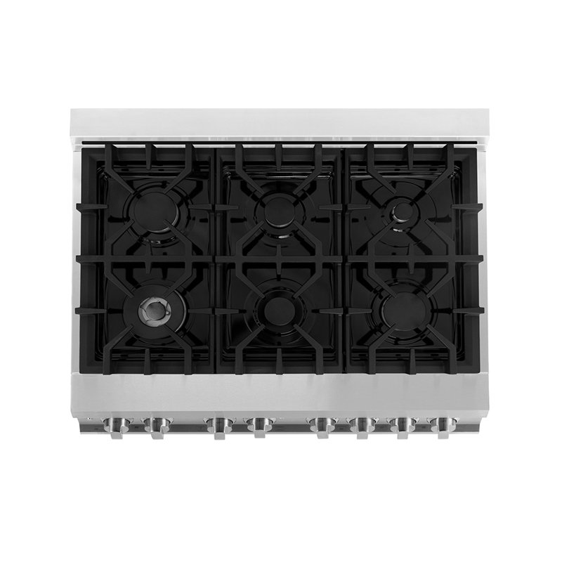 ZLINE 36" Legacy Dual Fuel Range, Black Brass Burners Stainless Steel