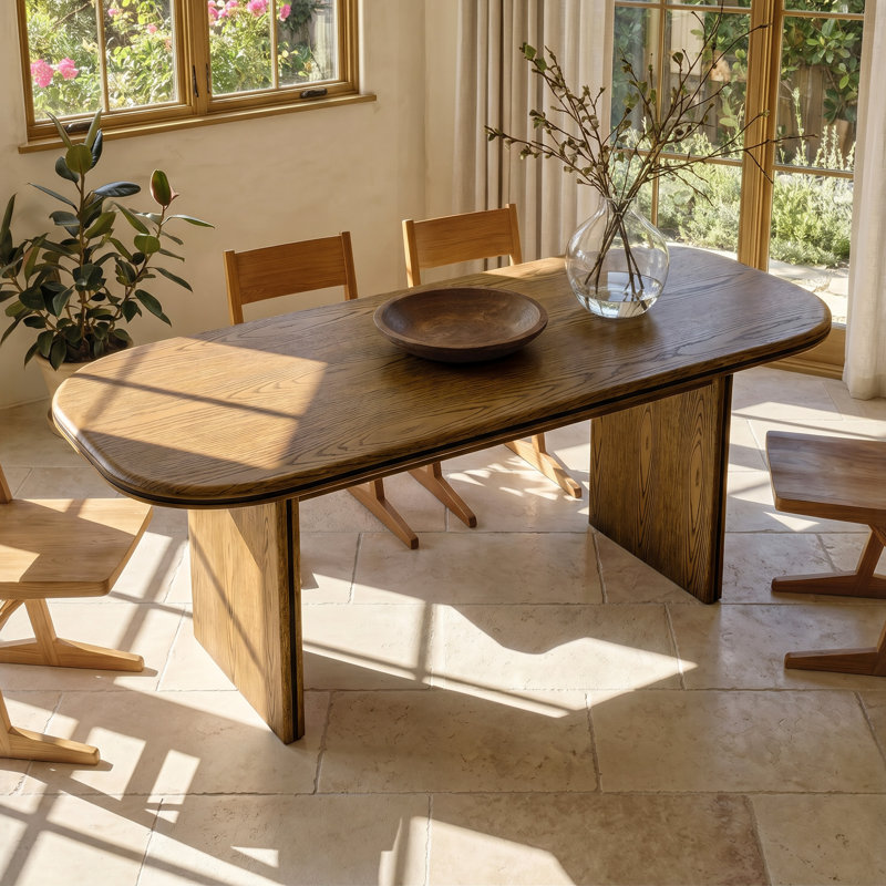 70.9'' W Solid Wood Dining Table, Oak