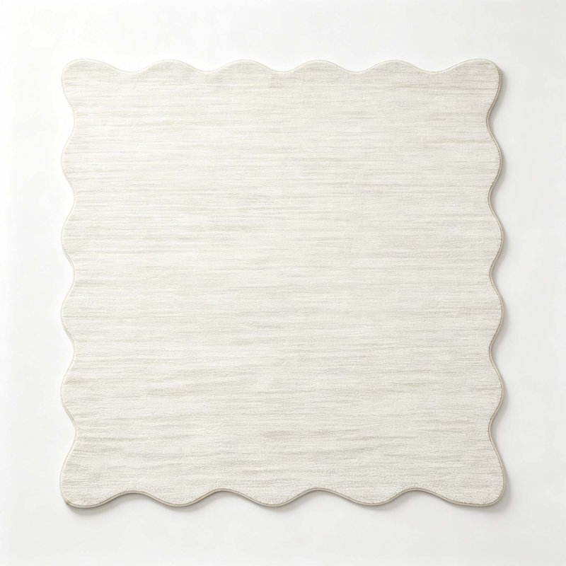 Tapis festonné à bordure festonnée, Beige, 10*13ft