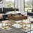 Walnut Lift-Top Coffee Table Set with Storage & 4 Ottomans