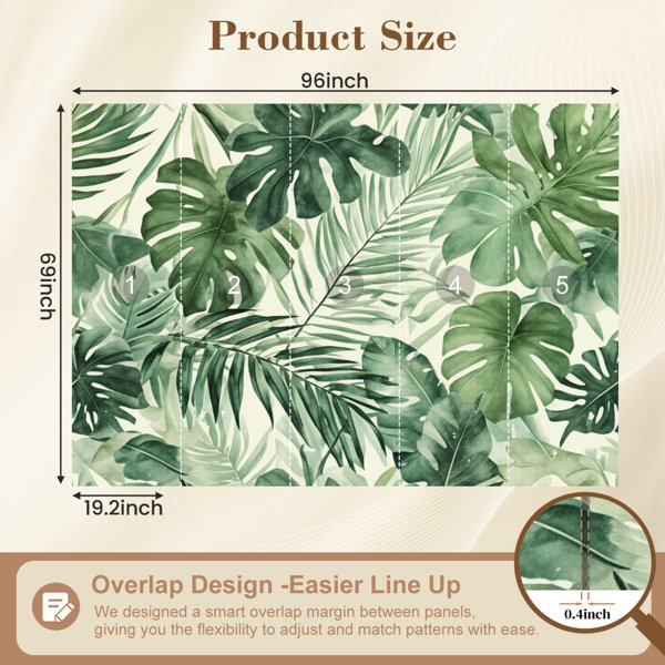 Red Barrel Studio Peel and Stick Wallpaper Tropical Greenery Monstera ...