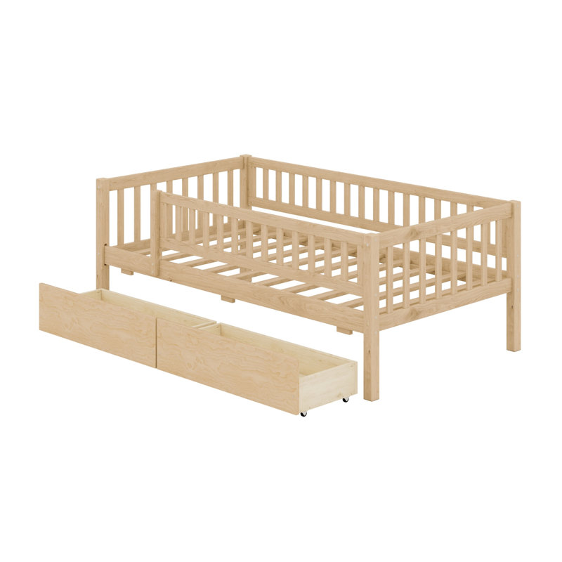 Wood Daybed Bed With Two Drawers, Natural