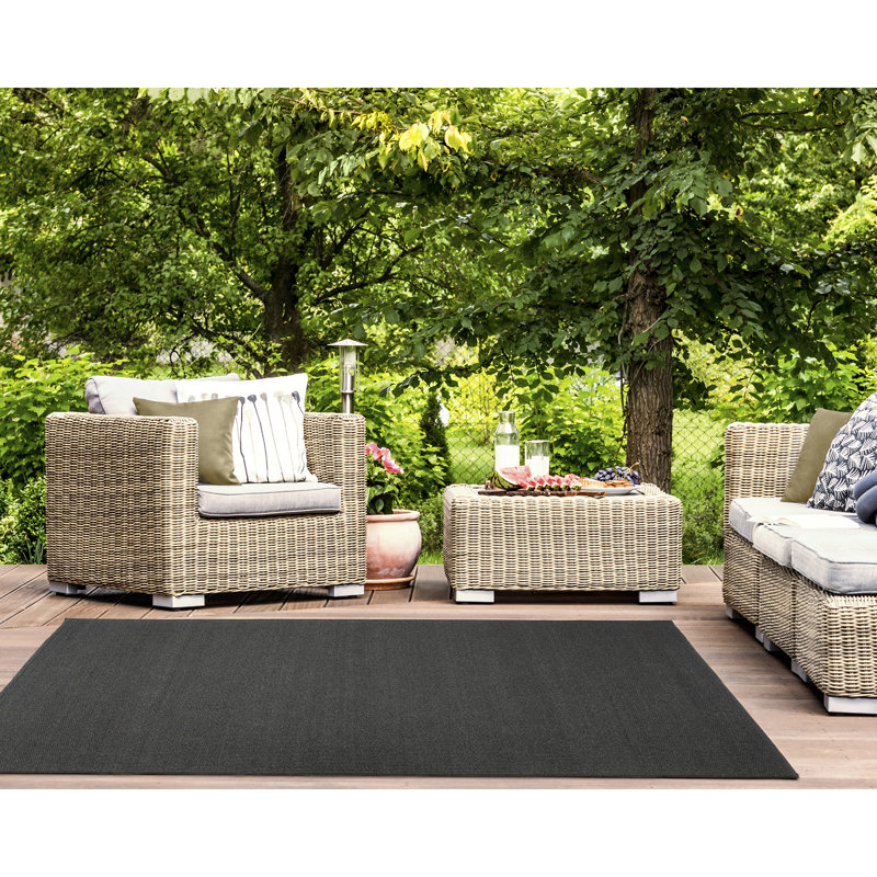 Tapis intérieur / extérieur gris anthracite Hubertusz, Rectangle 7 pi 6 po x 9 pi 6 po