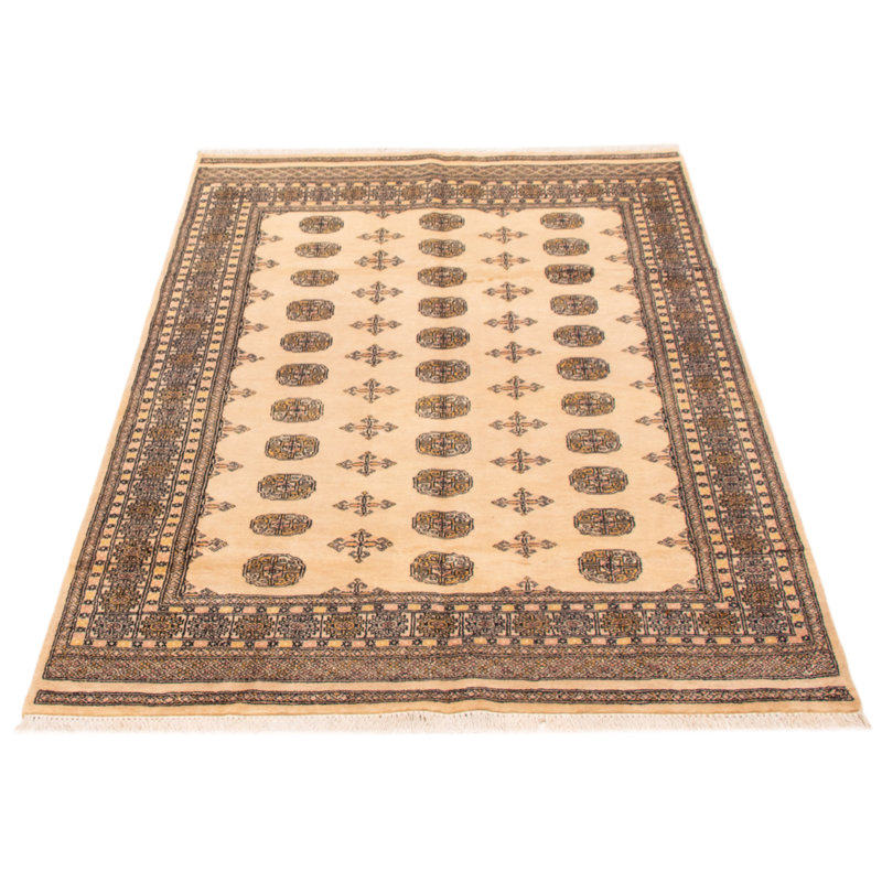 Tapis unique en laine noué à la main Peshawar Bokhara ivoire 5 pi 5 po x 8 pi 4 po