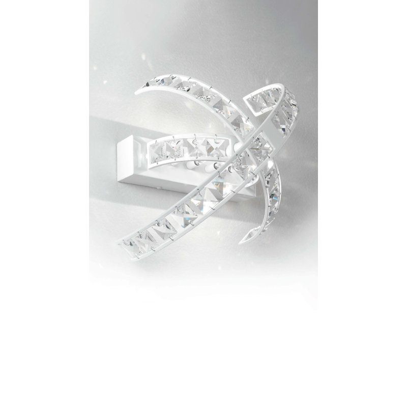 Striped wall lamp 4 flames, Swarovski crystal, white and polished chrome