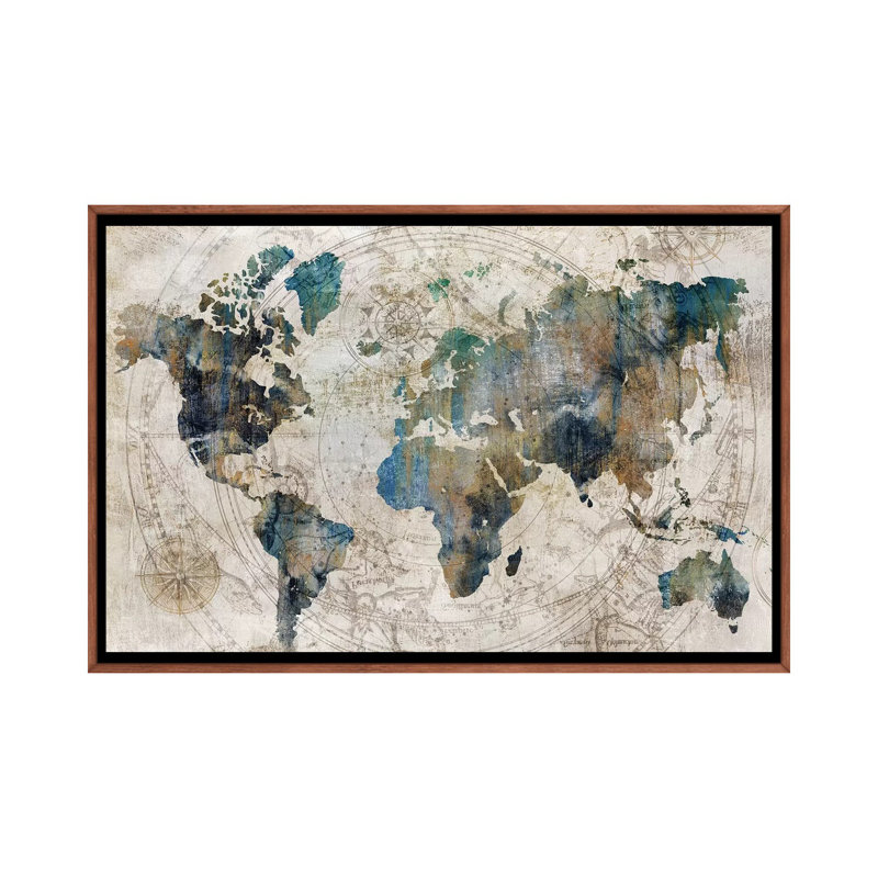Carte céleste par Isabelle Z - reproduction d'art, H 32 po x l 48 po, Impression encadrée, Cadre bois classique
