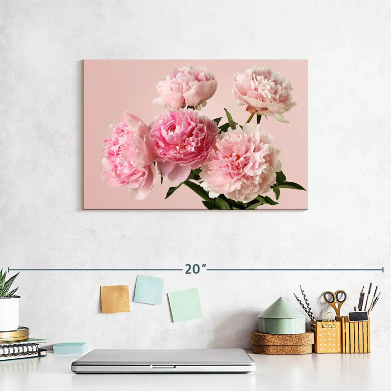 Bouquet de pivoines roses, H 8 po x l 12 po