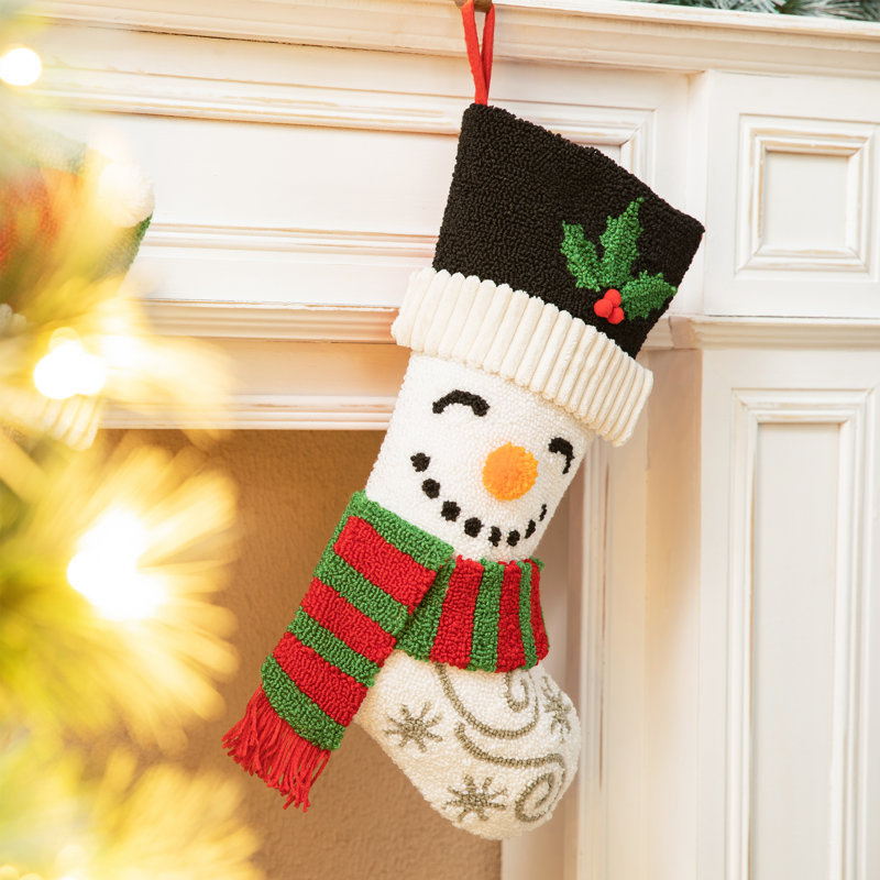 Bas de Noël crocheté 20,5 po, bonhomme de neige