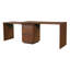Bureau double caisson en L brun 90 po avec 3 tiroirs