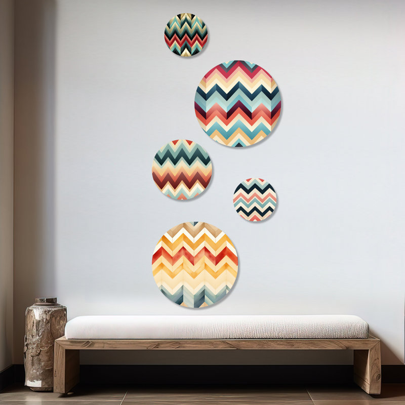 Christenson - Ensemble d'art mural rond à chevrons glam 5 pièces