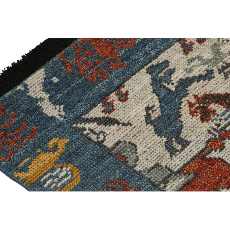 Burano Hand Knotted Wool Animal Print Area Rug, Runner 3' x 8'