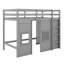 Solid Wood Twin Size Loft Bed With Built-In Storage Wardrobe And 2 Windows-159241220