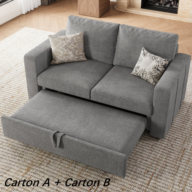 Module de canapé-lit modulaire sans accoudoirs Rafael, Chenille gris pâle